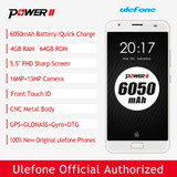 uleFone Power 2 Smartphone 4G 5.5inch 1920*1080pixel MTK6750T Octa-Core Android 7.0 4GB+64GB Dual Cameras 6050mAh Mobile Phone