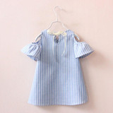 UK Infant Kids Girls Clothing Dresses Toddler Baby Sleeveless Princess Short Sleeve Striped Tutu Dress Clothes Girl