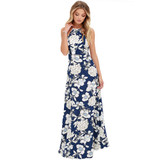 Anself Sexy Women Maxi Boho Dress Halter Neck Floral Print Sleeveless Summer Dress 2018 Holiday Long Slip Beach Dress Vestidos