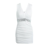 Anself Summer Bodycon Dress 2017 Plung V Neck Sexy Women Sequin Party Dresses Slim Night Club Mesh Bandage Mini Dress Vestidos