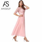 ANSELF Plus Size 3XL 4XL 5XL Lace Dress Women Long Chiffon Dress Slim Elegant Ladies Evening Maxi Party Dresses female Club Wear