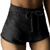 Anself Fashion Women Velvet Drawstring Shorts Casual High Waist Shorts Women Sexy Elegant Skinny Shorts Plus Size Short Feminino