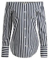 ANSELF Fashion Striped Print Women Off Shoulder Blouse Slash Neck Long Sleeve Shirt Women Tops Vintage Ladies Blouses Blusas