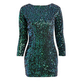 Anself Fashion Summer Sequin Party Dresses O Neck Three Quarter Sexy Bandage Women Dress Vintage Club Dress Vestidos XXL