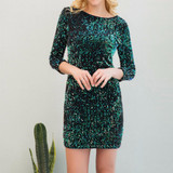 Anself Fashion Summer Sequin Party Dresses O Neck Three Quarter Sexy Bandage Women Dress Vintage Club Dress Vestidos XXL