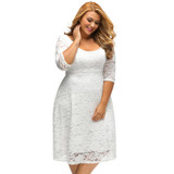 ANSELF Autumn XXXL Plus Size Dresses Women Lace Dress Midi Floral O-Neck A-Line Large Evening Elegant Wedding Party Dress female