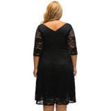 ANSELF Autumn XXXL Plus Size Dresses Women Lace Dress Midi Floral O-Neck A-Line Large Evening Elegant Wedding Party Dress female