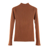 ANSELF 2018 Autumn Winter Fashion Sweater Women Long Sleeve Ruffled Turtleneck Knitted Sweaters Basic Pullover Slim Fit Knitwear