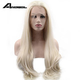 Anogol Long Loose Wave Blonde Synthetic Lace Front Wig Glueless High Temperature Heat Resistant Natural Hair Wigs For Women