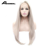 Anogol Synthetic Lace Front Wig Light Grey Loose Wave Glueless High Temperature Heat Resistant Natural Fiber Hair Wigs For Women