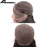 Anogol Brown Double Braids Long Straight High Temperature Fiber Braieded Two Tones Synthetic Front Lace Wig With Baby Hair