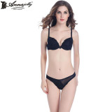 Annajolly Women Push Up Bra Sets Top Embroidery Bra And Panties Briefs Black Red Sexy Underwear Lingerie Brand New Fashion U1105