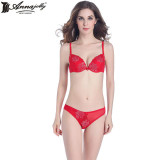 Annajolly Women Push Up Bra Sets Top Embroidery Bra And Panties Briefs Black Red Sexy Underwear Lingerie Brand New Fashion U1105