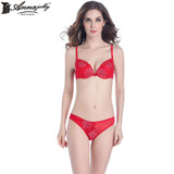 Annajolly Women Push Up Bra Sets Top Embroidery Bra And Panties Briefs Black Red Sexy Underwear Lingerie Brand New Fashion U1105