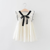 Anlencool Princess Dress Girl Costume 2017 Brand Girls Dress Children Sleeveless Bow Straight Kids Dresses for Girls Clothes