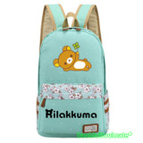 Anime Rilakkuma Girls School Bags Women Flower Canvas Bags Students Cute Bear Laptop Backpacks Satchel Cartoon Animals Backpack