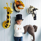 Animal Giraffe Elephant Flamingo Head Wall Mount Stuffed Plush Toys Bedroom Decoration felt Artwork Wall Dolls Photo Props