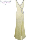 Angel-fashions Prom Dresses Long Lace Evening Dress robe de soiree Formal Party Dress 232