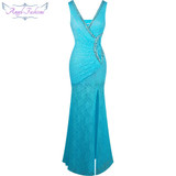 Angel-fashions Prom Dresses Long Lace Evening Dress robe de soiree Formal Party Dress 232