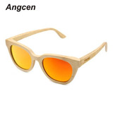 Angcen 2017 New fashion Products Men Women Glass Bamboo Sunglasses au Retro Vintage Wood Lens Wooden Frame Handmade ZA22