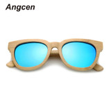 Angcen 2017 New fashion Products Men Women Glass Bamboo Sunglasses au Retro Vintage Wood Lens Wooden Frame Handmade ZA22