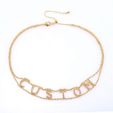 Double Layer Custom Pendant Women Chain Zirconia Gold Necklaces Ladies Personality Name Choker Necklace Jewelry