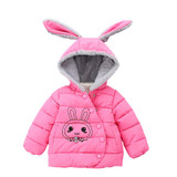 AmyaBaby Winter Coat Infant Girl Jacket Hooded Cartoon Rabbit Outerwear For Newborns Girls Cute Thick Warm Plus Velvet Snowsuit