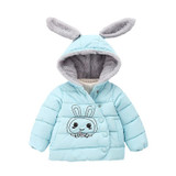 AmyaBaby Winter Coat Infant Girl Jacket Hooded Cartoon Rabbit Outerwear For Newborns Girls Cute Thick Warm Plus Velvet Snowsuit
