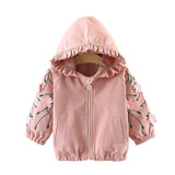 AmyaBaby 2017 Autumn New Hooded Infant Jacket Long Sleeve Flower Baby Coat Newborn Jackets For Girls Clothes Baby Girls Coats