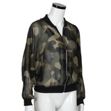 Amy Green  Women Stand Collar Long Sleeve Zipper Camouflage Printed Bomber Jacket women basic coats denim jacket chaquetas mujer