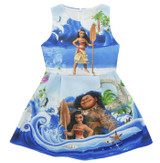 Amuybeen Girls Dress 2017 New Summer Moana Dress Costume Baby Girl Princess Children Clothing Blue Halloween Party Kids Clothes