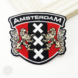 AMSTERDAM (Size:9.0*8.3cm) Badges Iron On Embroidered Patch For Cloth Cartoon Badge Patches Garment Appliques DIY Accessory