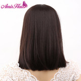 Amir Straight Black Synthetic Wigs With Bangs For Black Women Medium Length Hair Bob Wig Heat Resistant bobo Hairstyle