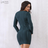 Adyce 2018 New Women Spring Bandage Dress Celebrity Evening Party Dresses Long Sleeve Front Zipper V Neck Dress Vestido De Festa