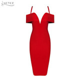 Adyce 2018 New Spring Women Bandage Dress Red Black Apricot Sexy Deep V Neck Luxury Party Dress Celebrity Vestido De Festa