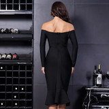 Adyce 2018 Fashion Spring Bandage Dress Red Women Brand Slash Neck Long Sleeve Fishtail Dresses Celebrity Party Dress Vestidos