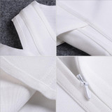 Adyce 2017 Sexy Women Bandage Dress White V Neck Short Sleeve Vestidos Ruffles Mid-Calf Length Celebrity Evening Party Dresses