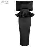 Adyce 2017 New Women Bodycon Dress White Slash Neck Short Sleeve Vestidos Bow&amp;Ruffles Ankle Length Celebrity Evening Party Dress
