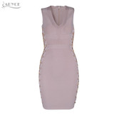 Adyce 2017 New Women Summer Bandage Dress V-neck Mini Dresses Hollow Out Mesh Sleeveless Back Zipper Sexy Evening Party Vestidos