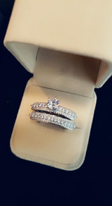 Fancy Platinum Crystal White Ring Set Luxury Engagement Ring Vintage Bridal Wedding Rings For Women