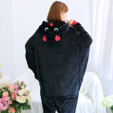 Adult Unisex Pajamas Animal Pajamas For Adults Pijama Black bats Full Sleeve Hooded Pajama Sets Sleepwear Couples Pajamas
