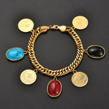 Turkey Gold Coin Bracelet for Women Gold Color Osmanli Bangle Arab Jewelry Set