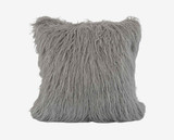 Boras 18 X 18 Mongolian Faux Fur Pillow - Grey