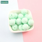 Bopoobo Baby Silicone Teether Multi-faceted Beads 10pcs 15mm Mint DIY Teething Necklace Made Silicone Beads Baby Teether