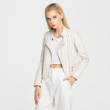 Booty Brand White Black Leather Jacket Women 2017 Motorcycle Short Biker Jacket PU Blouson Cuir Femme Cazadora Cuero Mujer