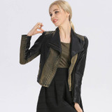 Booty Brand Black Leather Jacket Women 2017 Spring Jeans Patchwork Motorcycle Short PU Turn Down Collar Cazadora Cuero Mujer