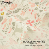 Booksew Flower And Sika Deer Pattern 100% Cotton Twill Fabric Home Textile Quilting Tilda For Bedding Baby Craft Needlework