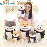 BOOKFONG 1PC Wear scarf Shiba Inu dog plush toy soft stuffed dog toy good valentines gifts for girlfriend 25cm/9.84''