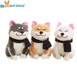 BOOKFONG 1PC Wear scarf Shiba Inu dog plush toy soft stuffed dog toy good valentines gifts for girlfriend 25cm/9.84''