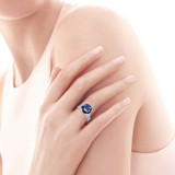 BONLAVIE Multicolor Rainbow Topaz Ring Women Sterling-Silver-Jewelry 925 Sterling Silver Wedding Bands with Gift Ring Box